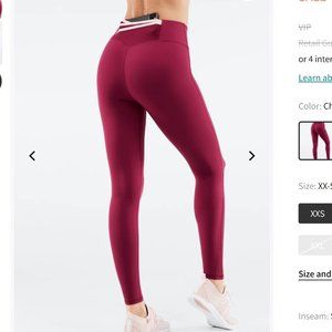 Fabletics Trinity High-Waisted Pocket Legging in Cherry
